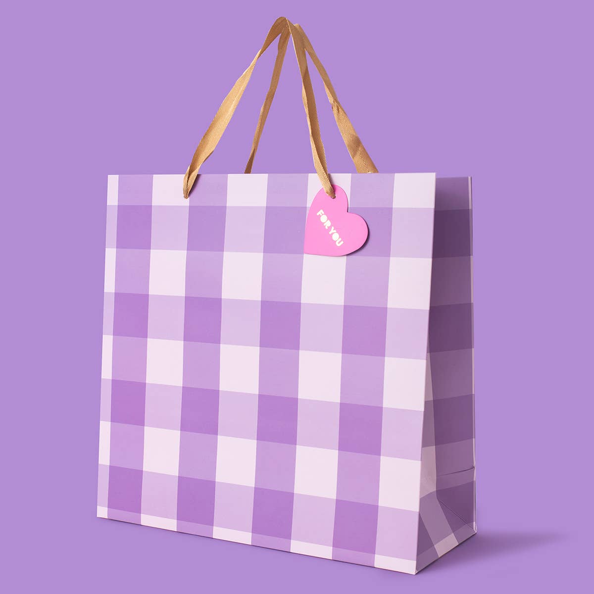 Gift Bags - Purple Gingham - Assorted Sizes to Choose From