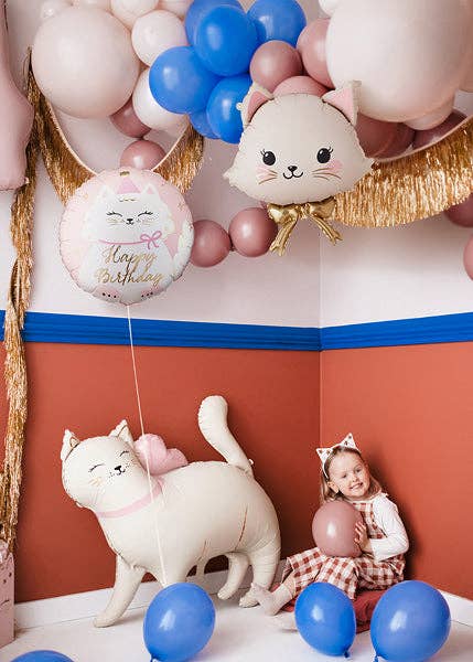 Happy Birthday Kitty Round Foil Balloon 18 in