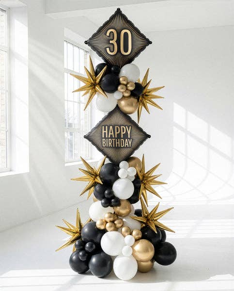 Happy Birthday Black Shape Foil Balloon 18 in