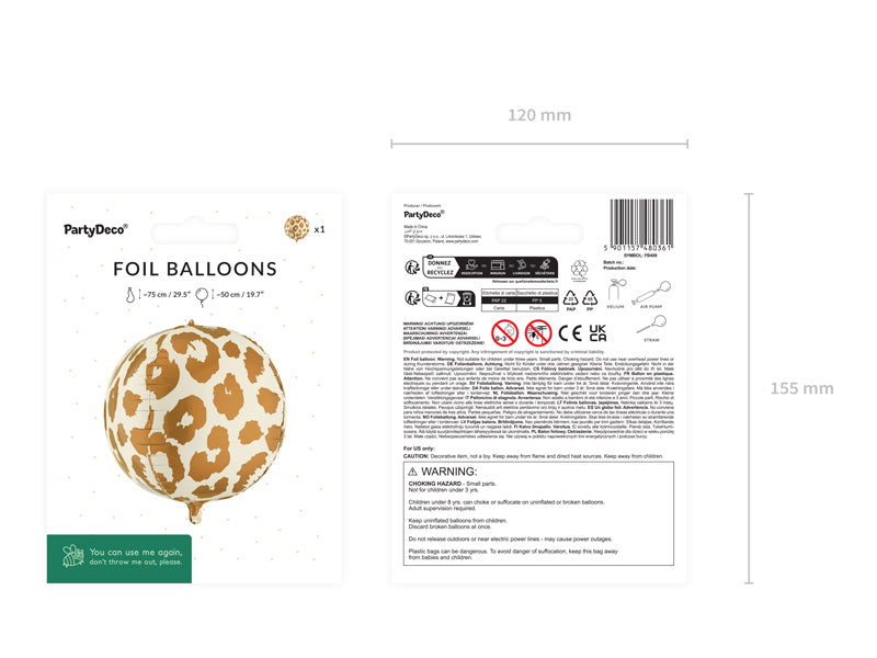 Foil Balloon Cheetah Spots Ball