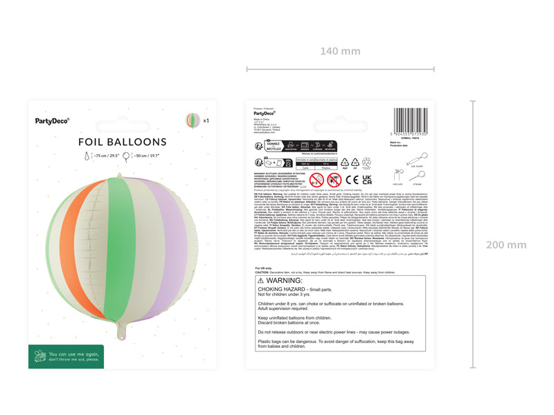 Foil Balloon Striped Ball Mix