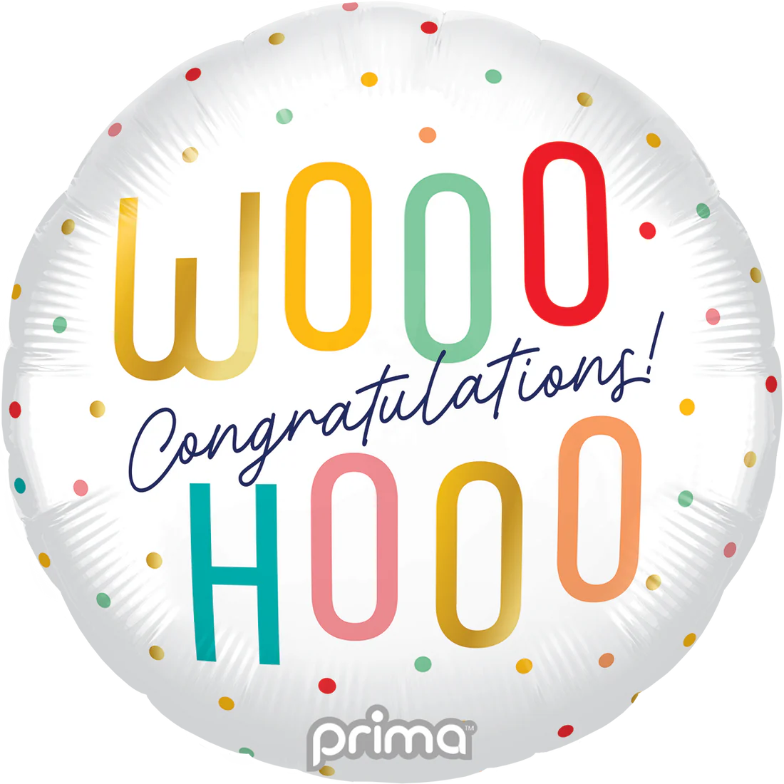 18" Round Woohoo Congratulations Colorful Dots