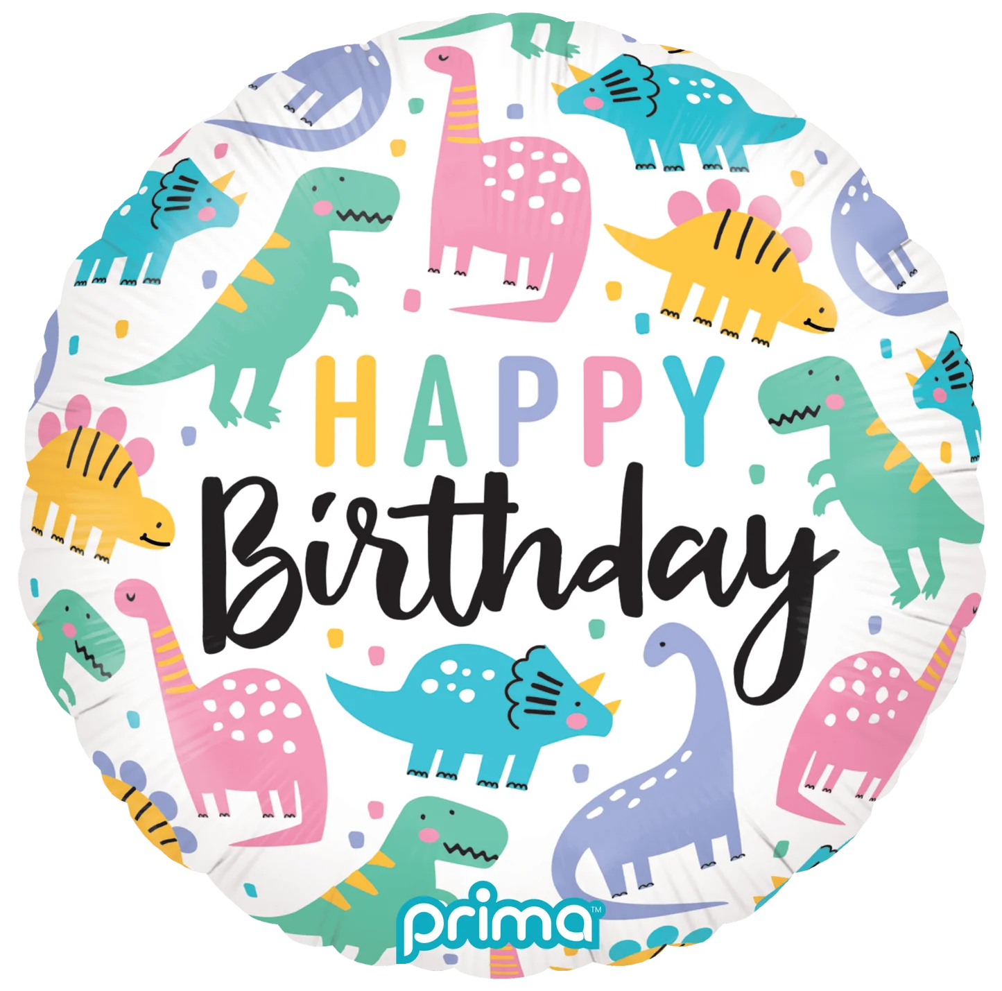18” Round Birthday Colorful Dinos