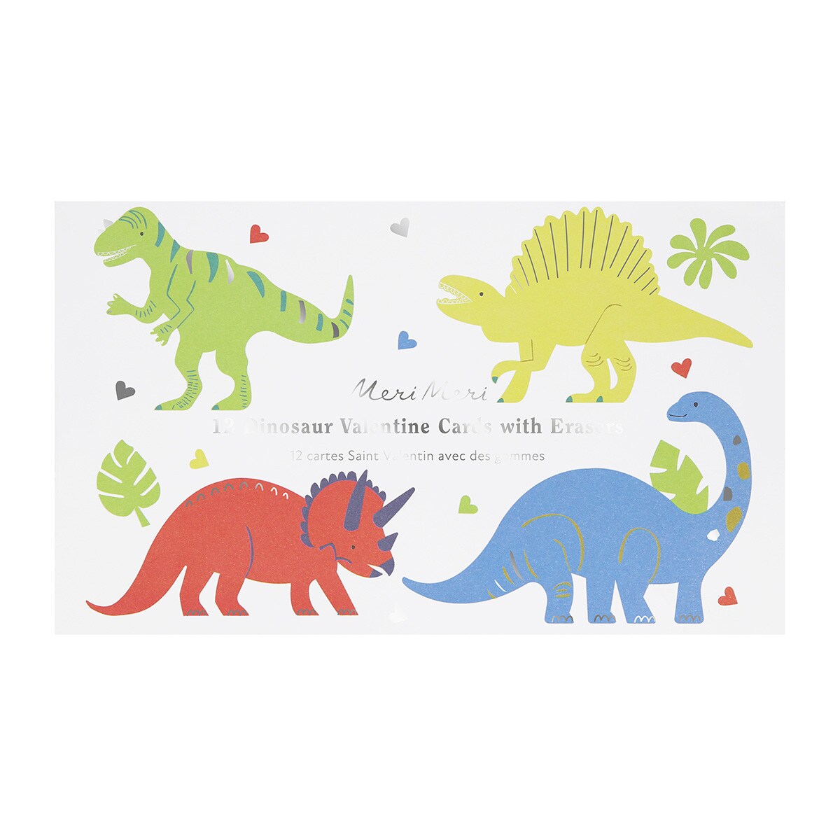 Dinosaurs Kids Valentine's Cards & Erasers Set (x 12)