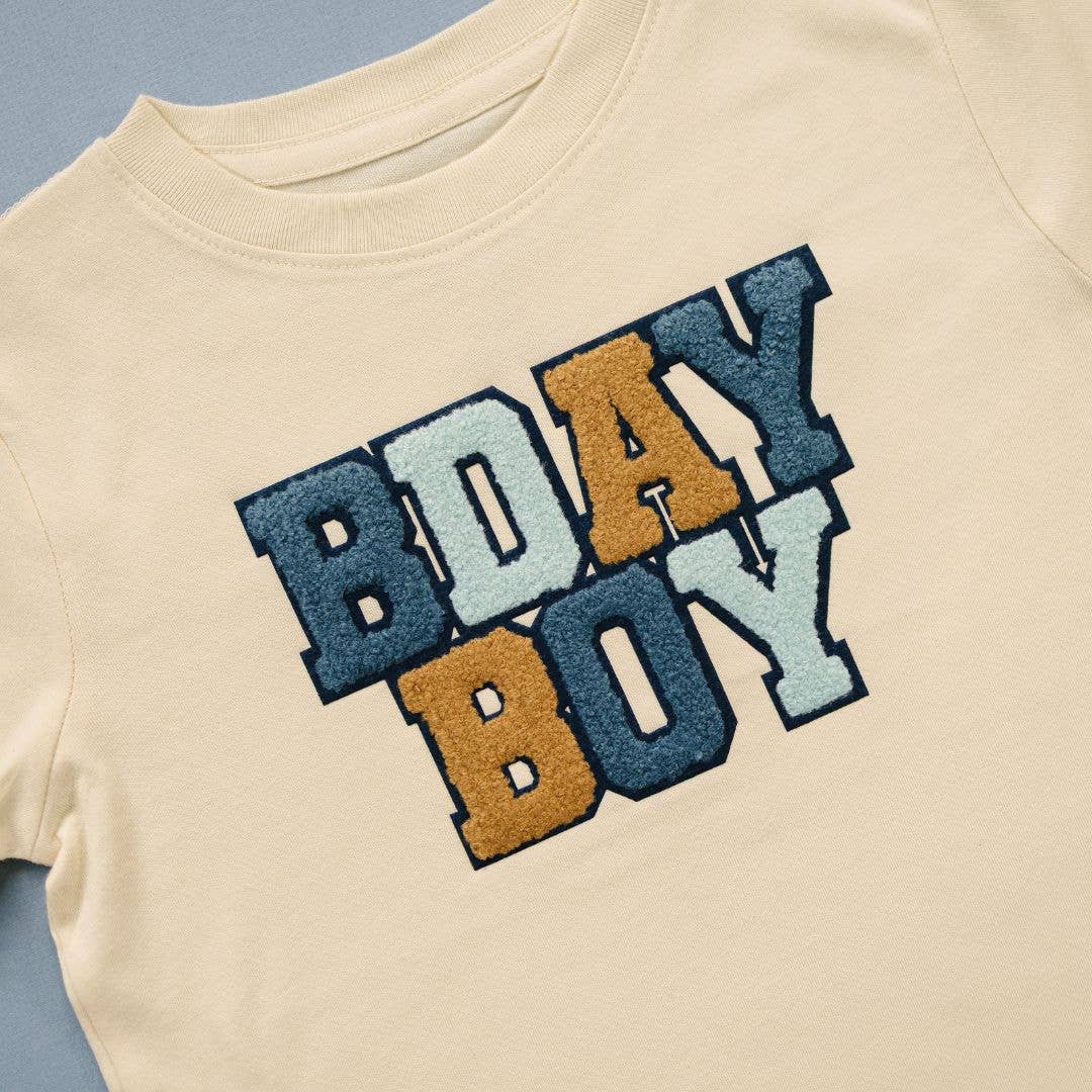 Birthday Boy Patch Short Sleeve T-Shirt - Natural