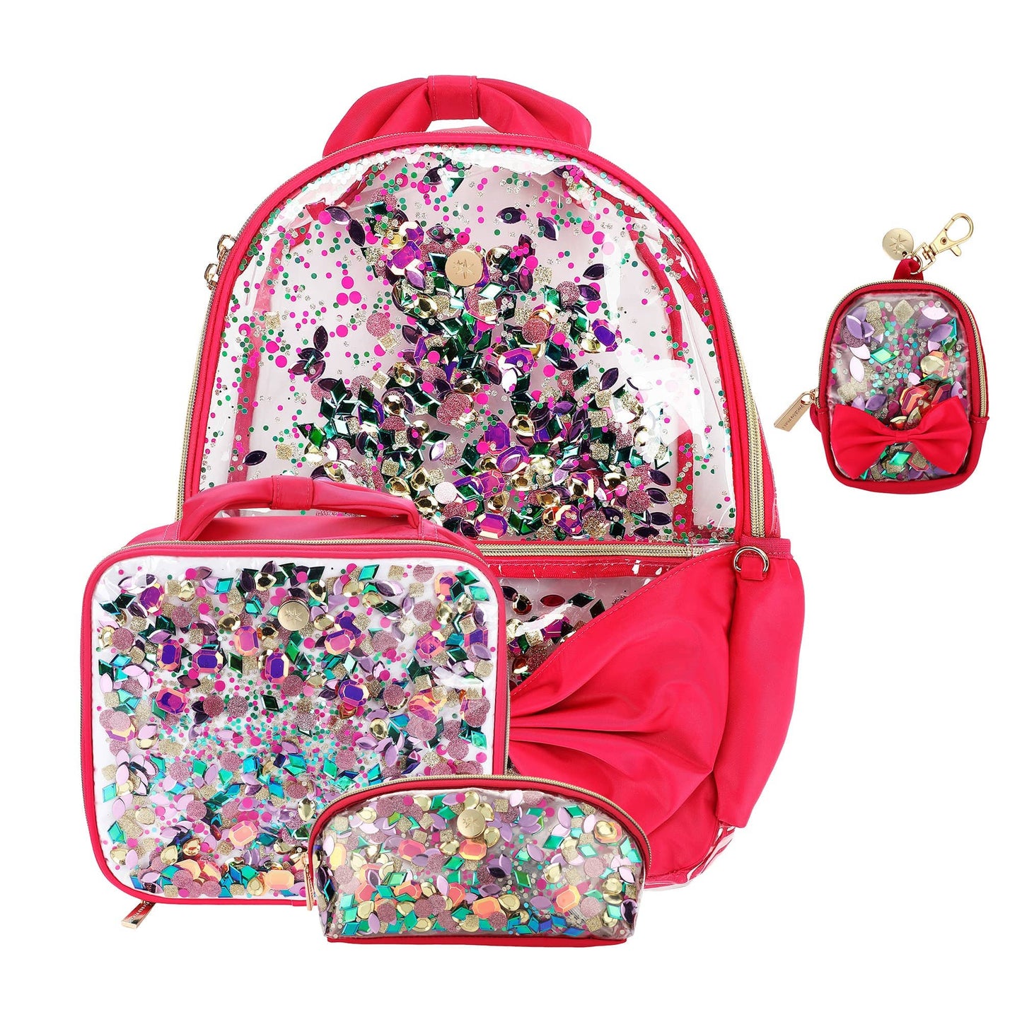 'Audrey' Bow & Jewels Confetti Clear Backpack