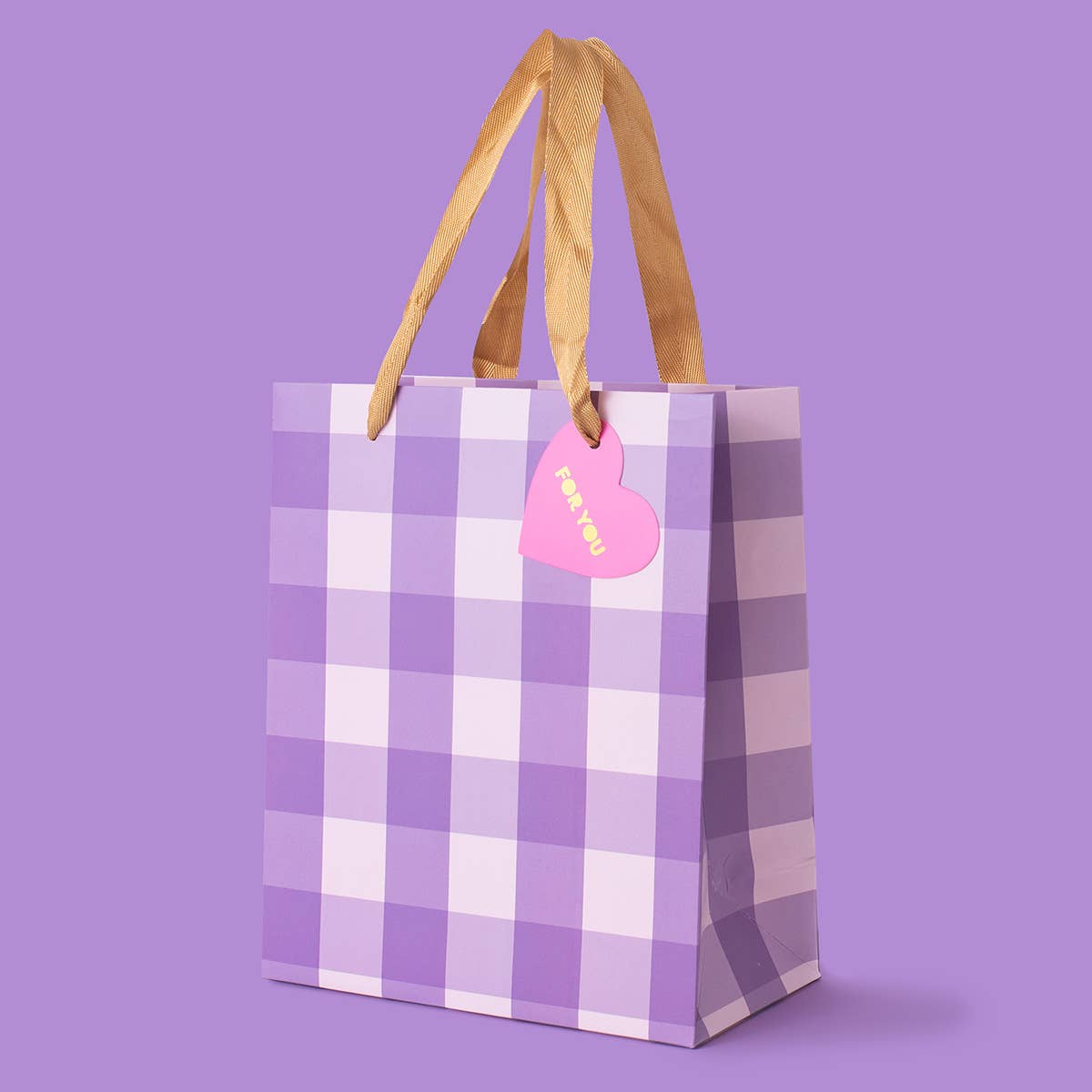Gift Bags - Purple Gingham - Assorted Sizes to Choose From