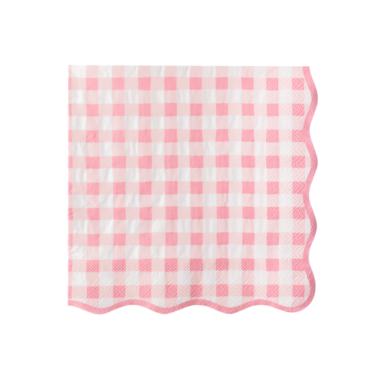 ELEGANT PETAL PINK GINGHAM DINNER NAPKINS
