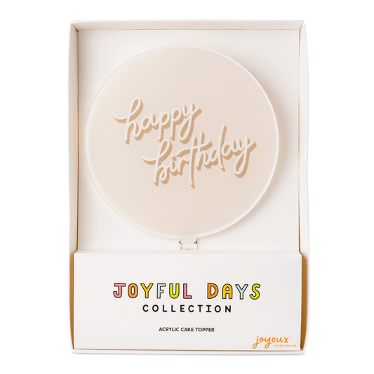 Happy Birthday Taupe Acrylic Cake Topper