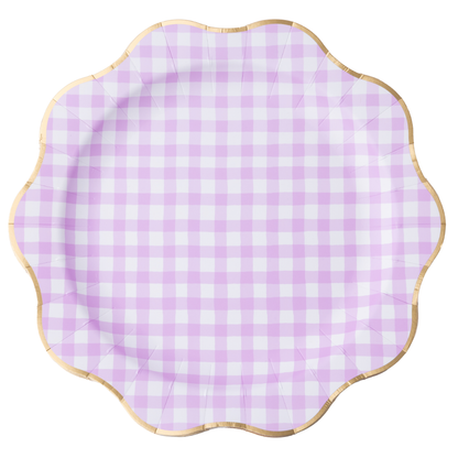 ELEGANT LE LILAC GINGHAM DINNER PLATES