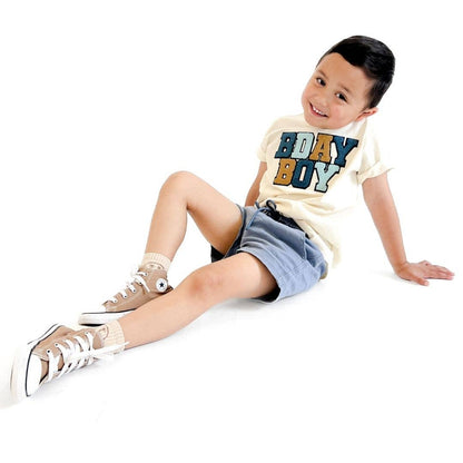 Birthday Boy Patch Short Sleeve T-Shirt - Natural