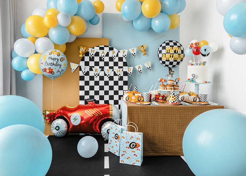 Racing Happy Birthday Round Foil Balloon 18 in