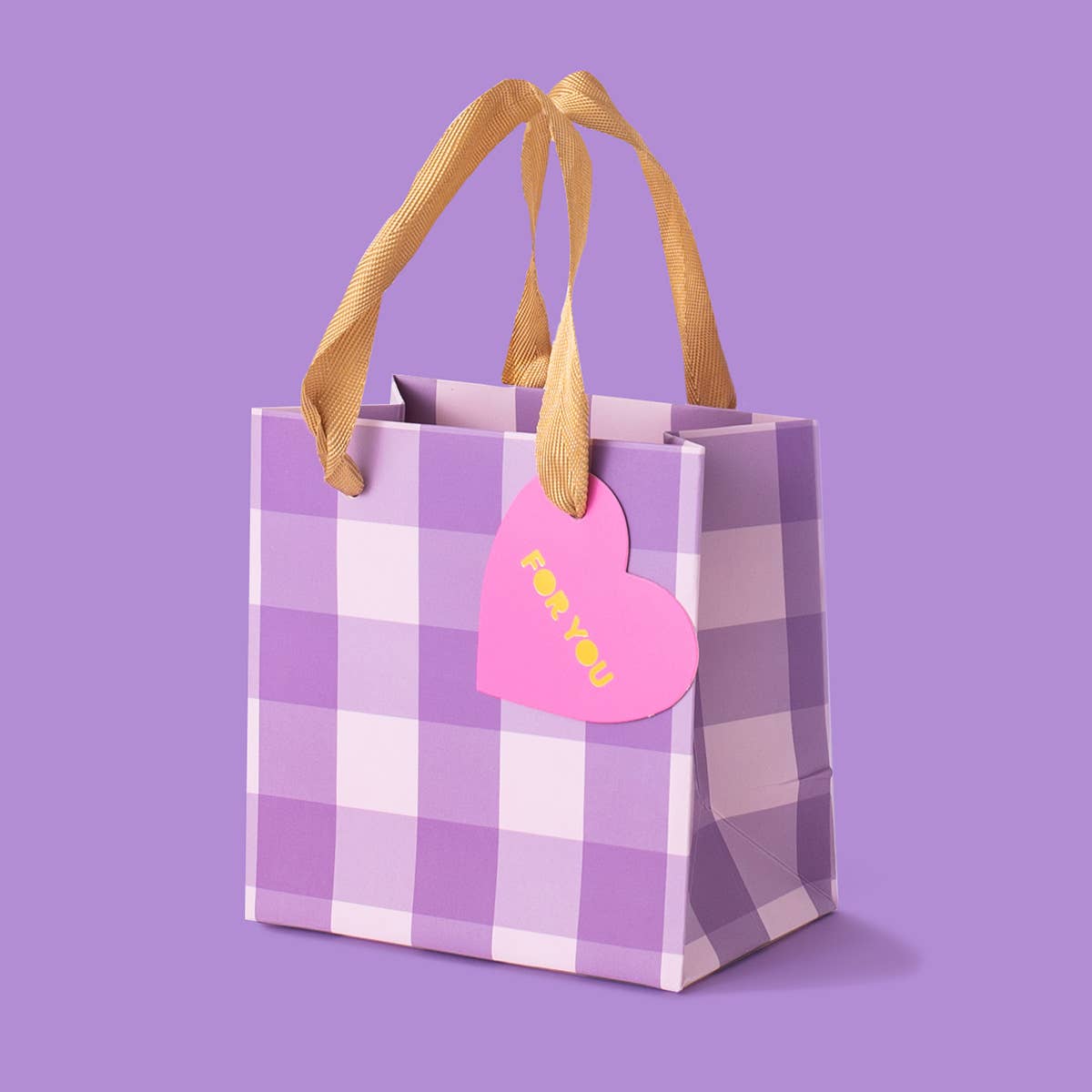 Gift Bags - Purple Gingham - Assorted Sizes to Choose From