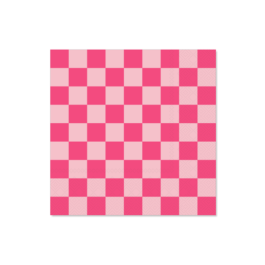 PINK SIGNATURE CHECKER LARGE NAPKINS
