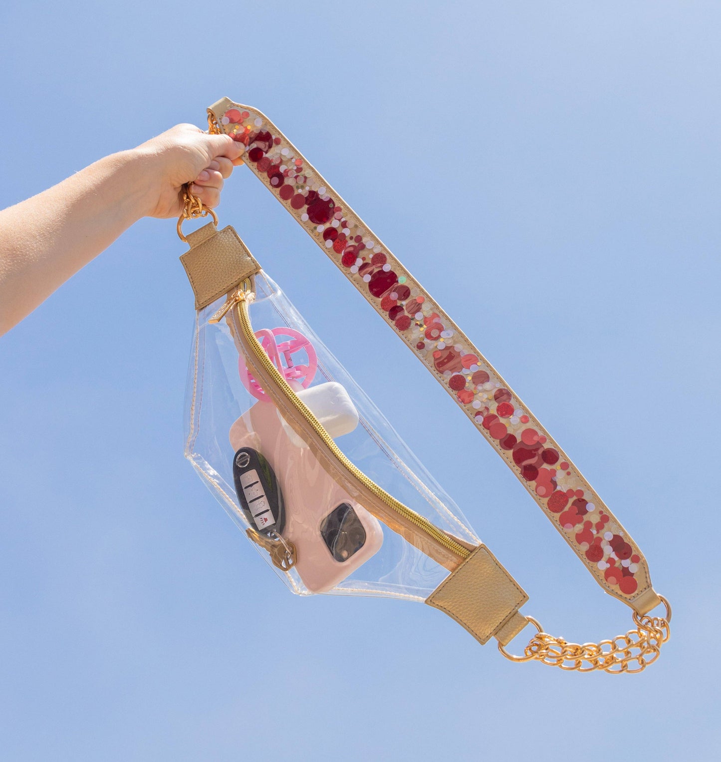 RALLY RED ADJUSTABLE CONFETTI BAG STRAP