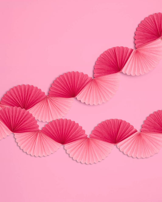 Pink Paper Fan Garland, Birthday Banner, Bachelorette