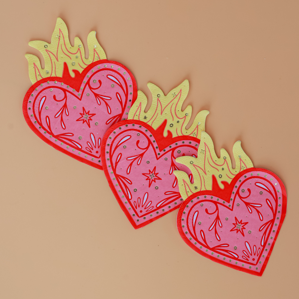 Queens Flaming Hearts Large Napkins
