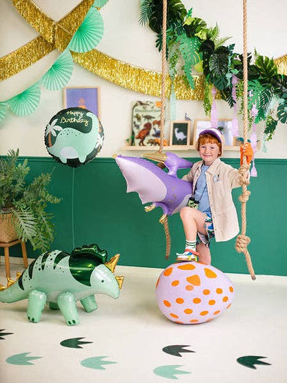Happy Birthday Brontosaurus Round Foil Balloon 18 in