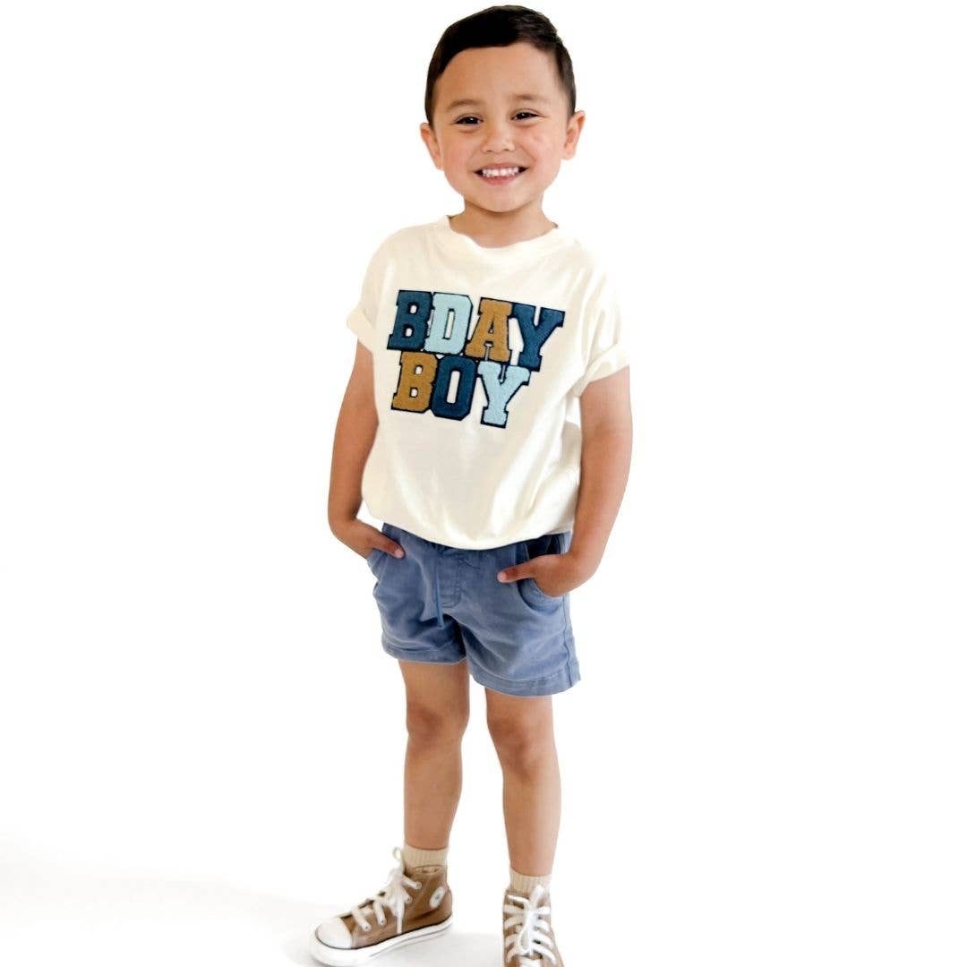 Birthday Boy Patch Short Sleeve T-Shirt - Natural