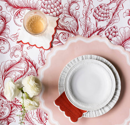 Pink Dusty Fancy Scallop Paper Placemats