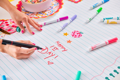 Notebook Paper Table Runner with Stickers