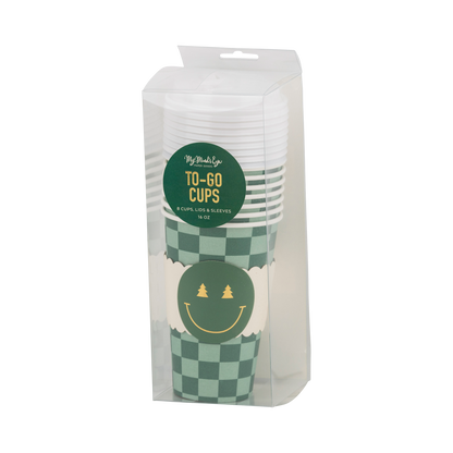 Checker Smiley Face To Go Cup