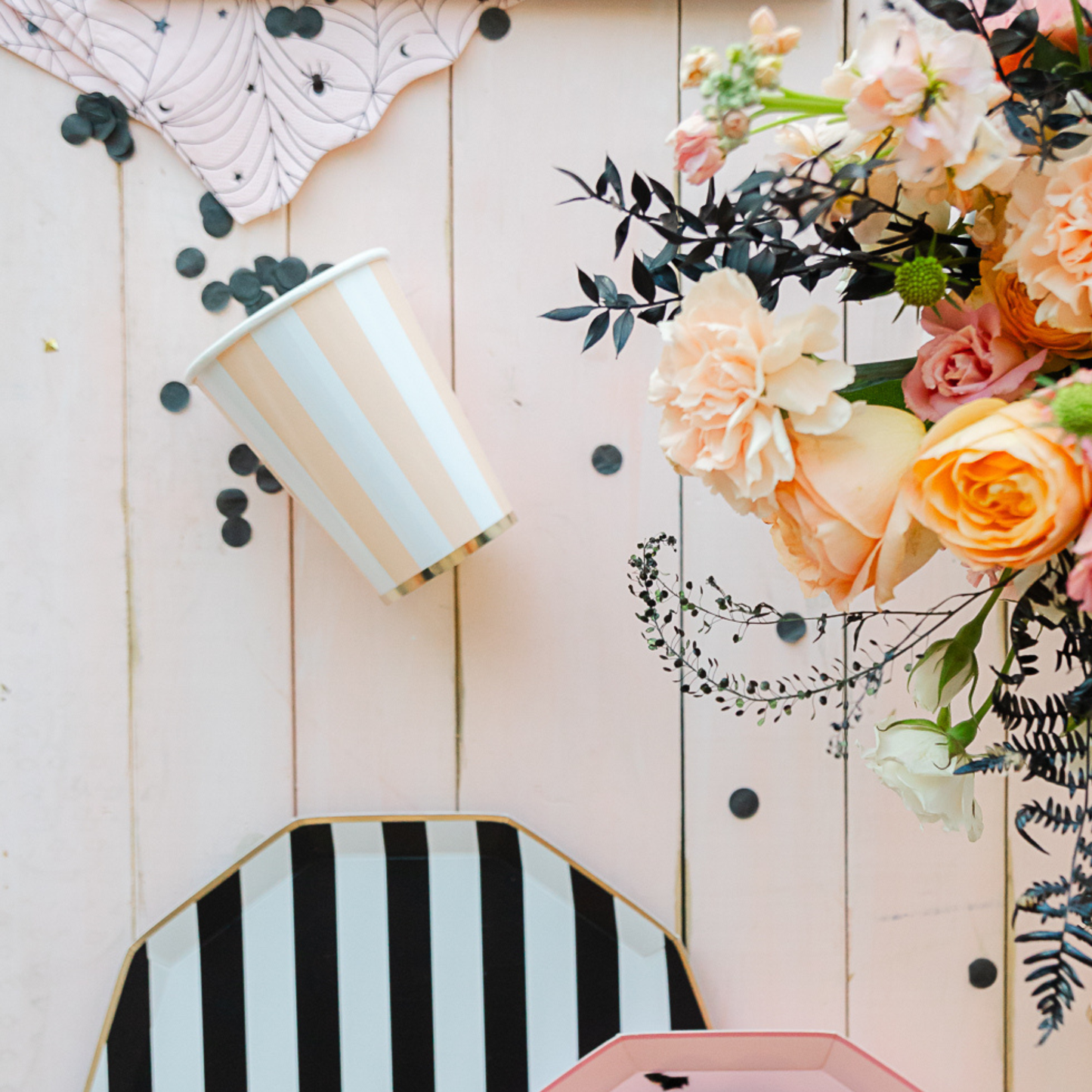 SWEET PEACH CABANA STRIPE CUPS