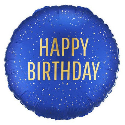 Happy Birthday Navy Round Foil Balloon 18 in