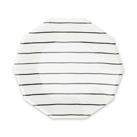 Frenchie Striped Large Plates - 8 Pk.: Ink