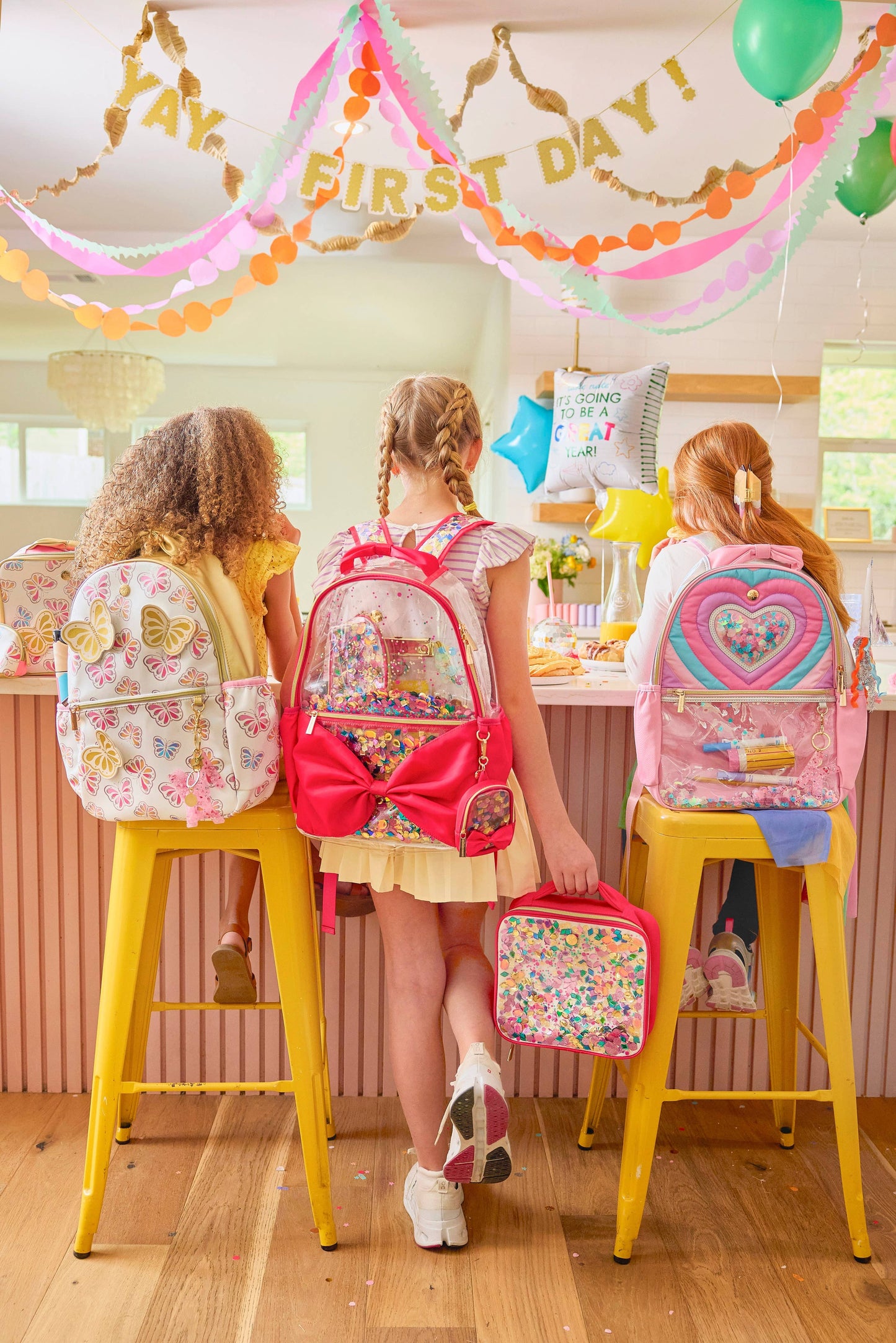 'Audrey' Bow & Jewels Confetti Clear Backpack