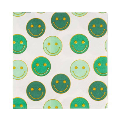 Foil Smiley Shamrocks Cocktail Napkin