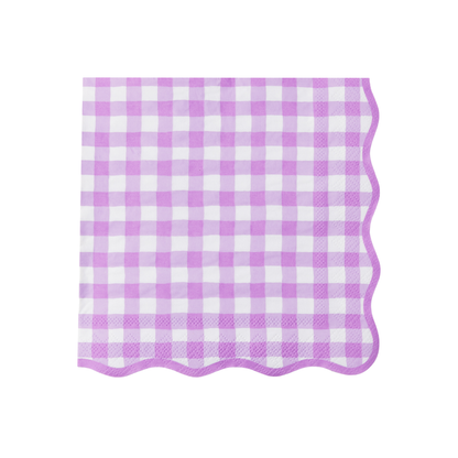 ELEGANT LE LILAC GINGHAM DINNER NAPKINS