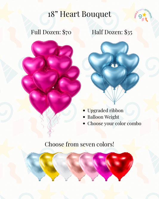 One Dozen 18" Hearts ( PRE ORDER CLOSES 2/9)