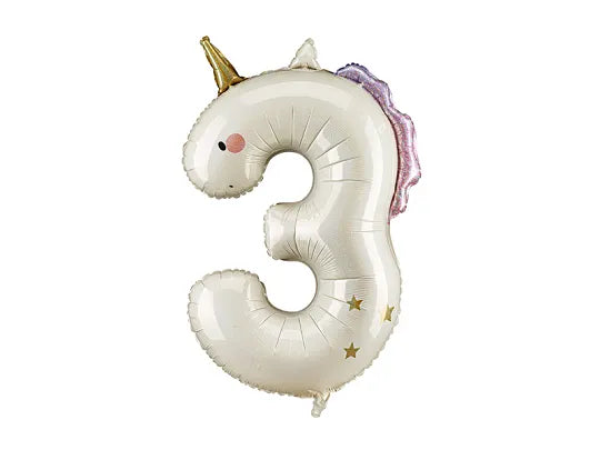 Foil Balloon Number Unicorn 36.5IN