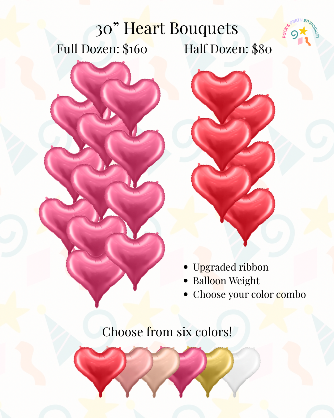 Half Dozen 30" Hearts ( PRE ORDER CLOSES 2/9)