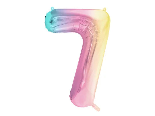 Foil Number Balloon Pastel Rainbow