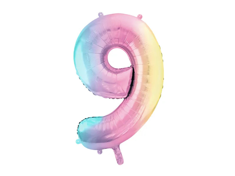 Foil Number Balloon Pastel Rainbow