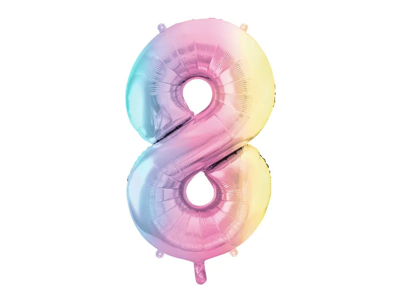 Foil Number Balloon Pastel Rainbow