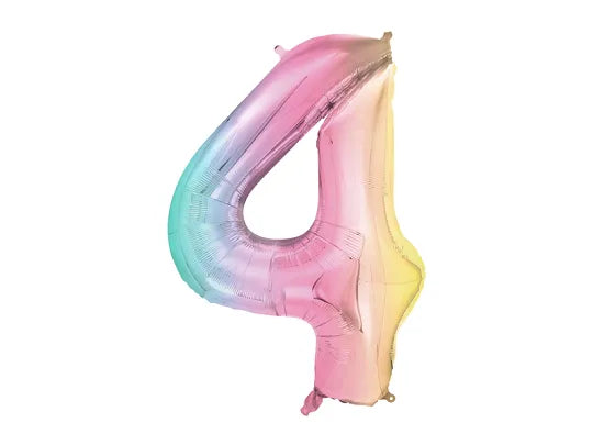 Foil Number Balloon Pastel Rainbow