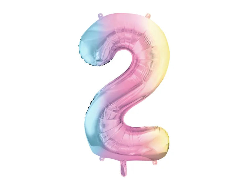 Foil Number Balloon Pastel Rainbow