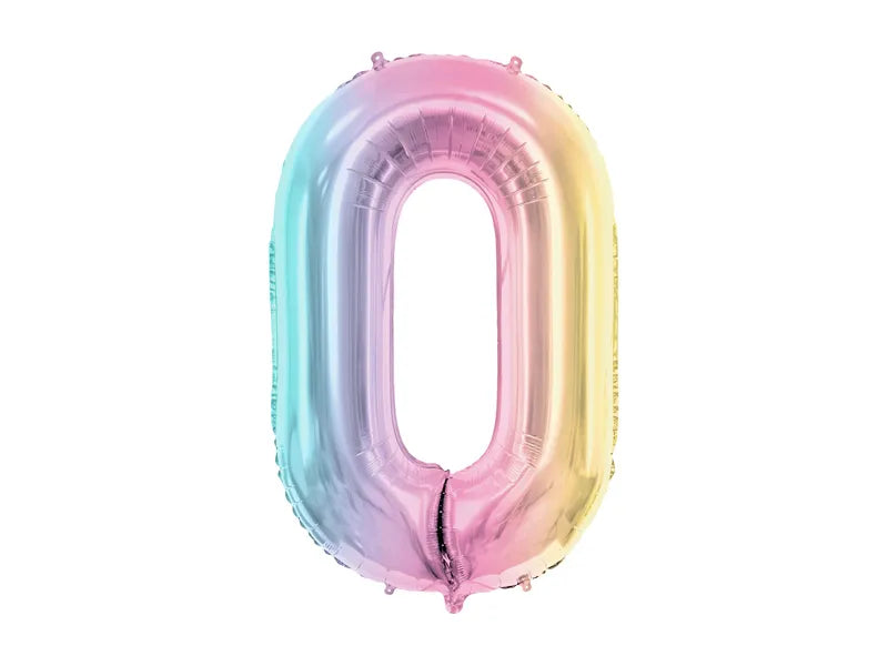 Foil Number Balloon Pastel Rainbow