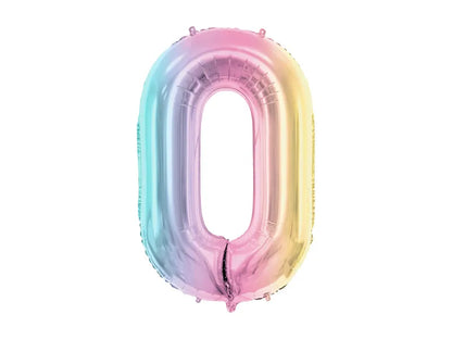 Foil Number Balloon Pastel Rainbow