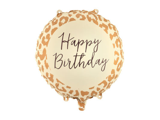 Foil Balloon Tablet Happy Birthday with Leopard Print