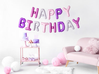 Happy Birthday Pastel Foil Balloons