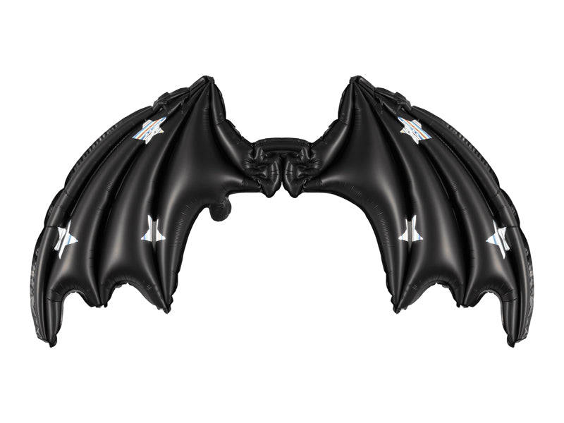 Foil Balloon Bat Wings- Black Matte with Stars