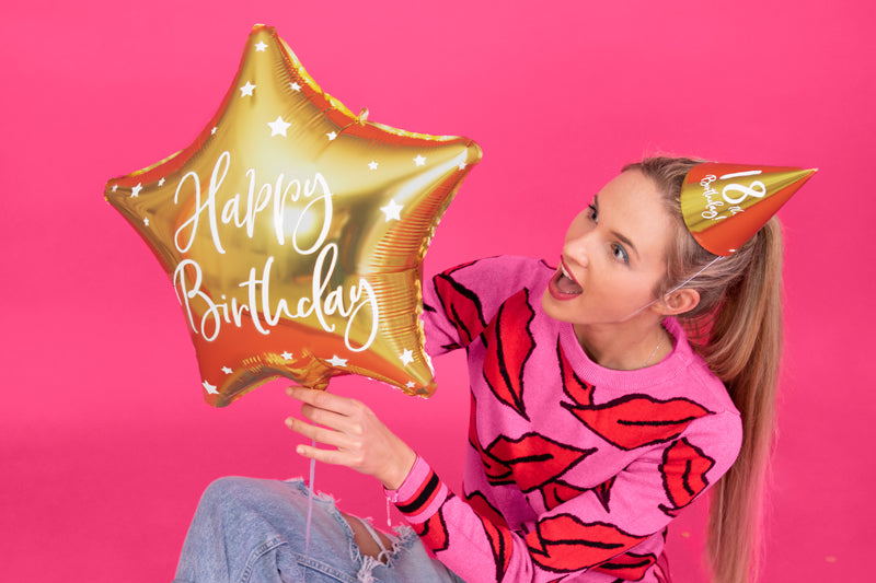 Happy Birthday Gold Star Balloon