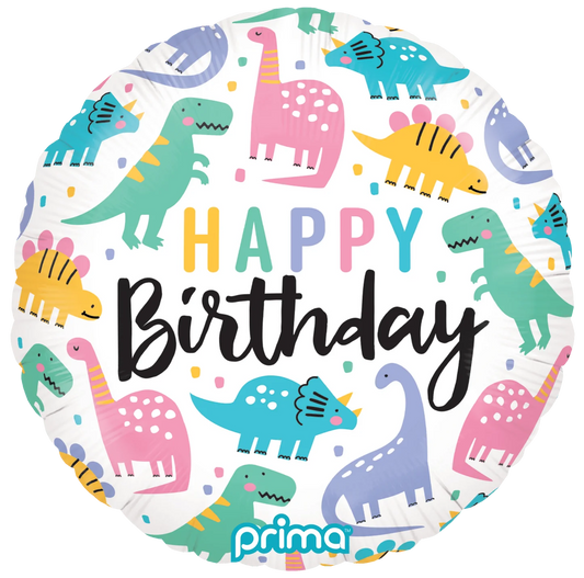 18” Round Birthday Colorful Dinos