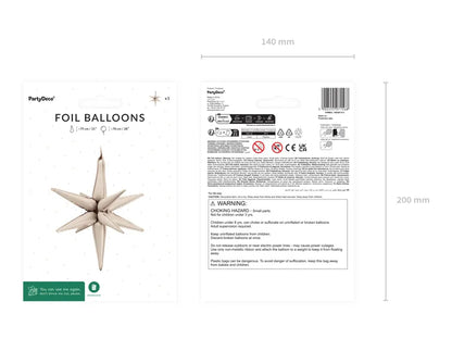 3D Foil Balloon Star Beige
