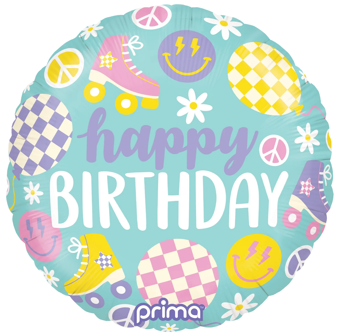 18" Round Retro Skates Birthday