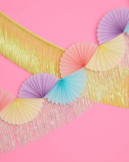 Pastel Party Paper Fan Garland, Birthday Party Banner, Bday